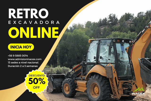 imagen resumen del curso de retroexcavadora en la modalidad online con 50% de descuento