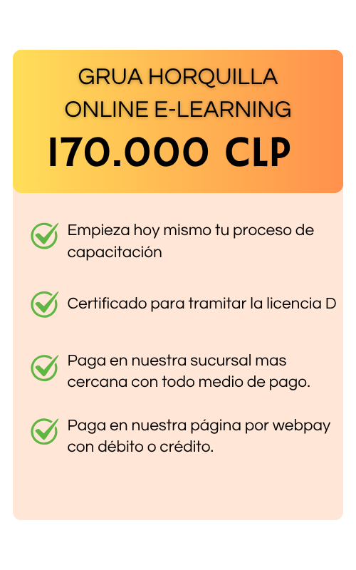 valor del curso de grua horquilla y beneficios