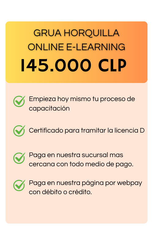 valor del curso de grua horquilla y beneficios